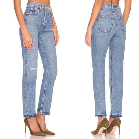 AGOLDE 90s Pinch Waist Denim Jeans in Abstract Blue 30 - Picture 2 of 9